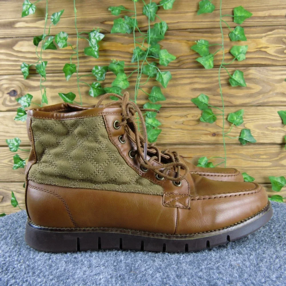 Harrison Myles Men 7.5 Brown Synthetic Canvas Lace Up Ankle Boots Casual Comfort